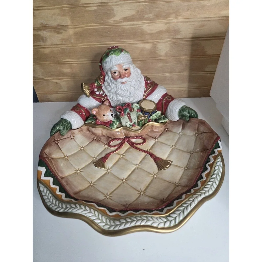 Fitz And Floyd Holiday Home Santa Server Serving‎ Bowl Platter Vintage XLarge
